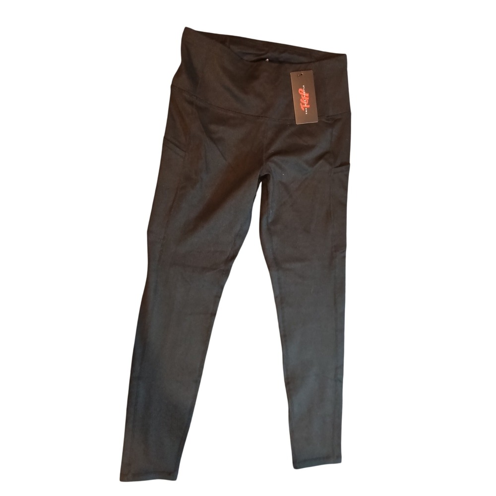 The Gym People Womens Black High Waisted Athletic Leggings with Pockets Size M
